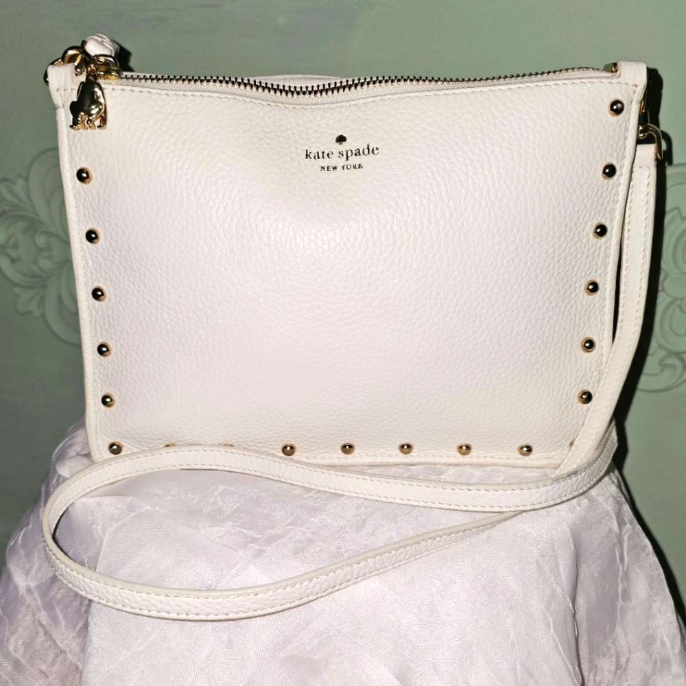 White & Gold Studded Kate Spade Clutch/Purse